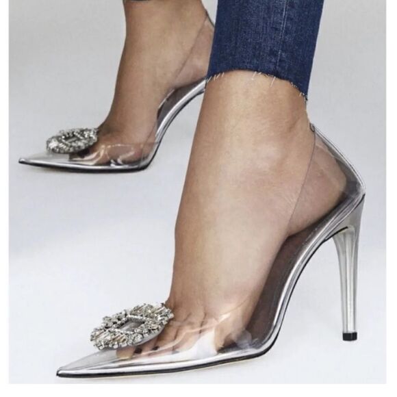 NIB CINDER-F*CKING-RELLA PUMP Clear Embellished Pumps Size 9.5 - Picture 16 of 16